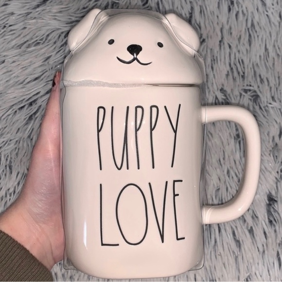 BRAND NEW Rae Dunn Puppy Love 7” Mug w/ Dog Topper - Picture 4 of 4